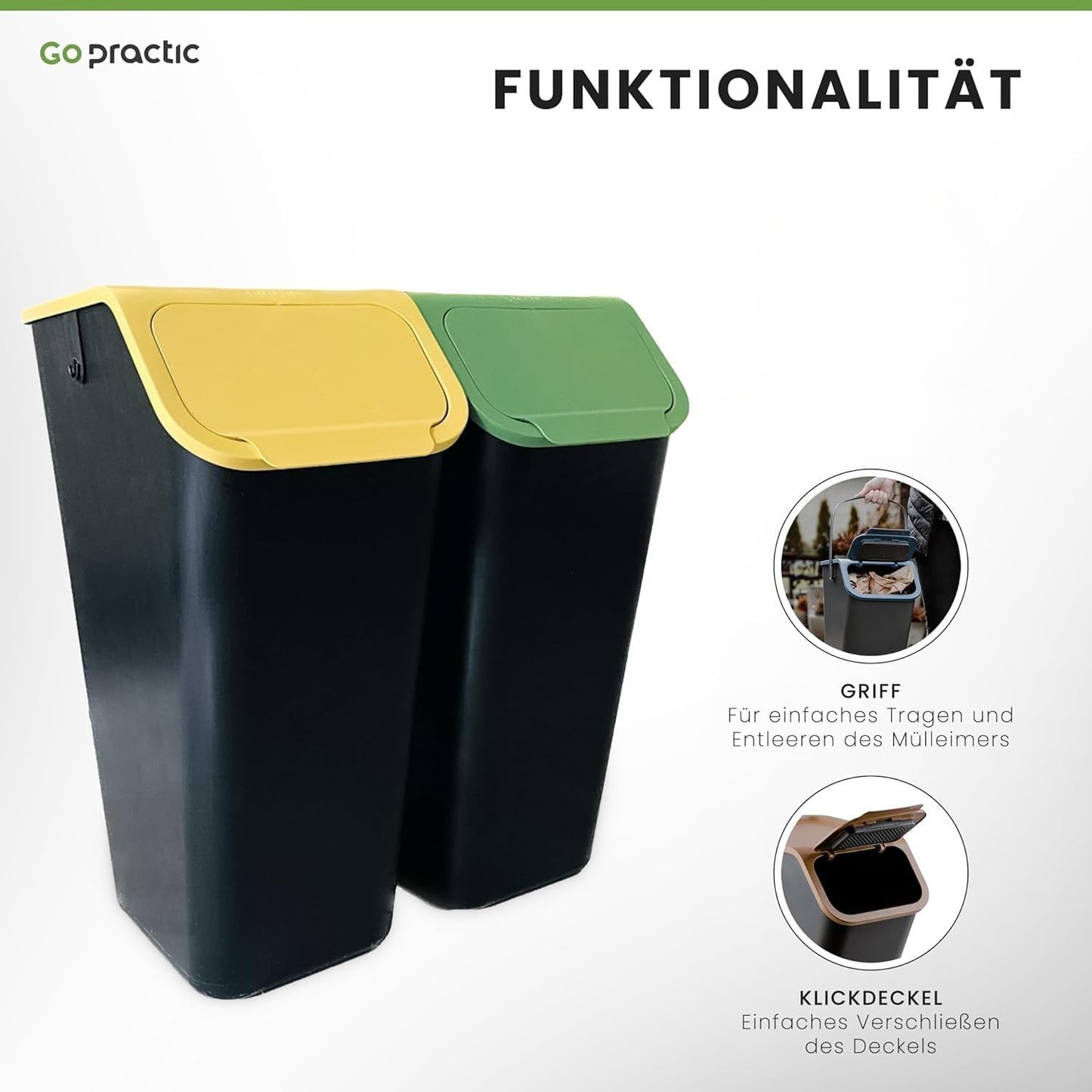 Stapelbares Abfalltrennsystem (2x 35L), 2x35l Gelb Grün