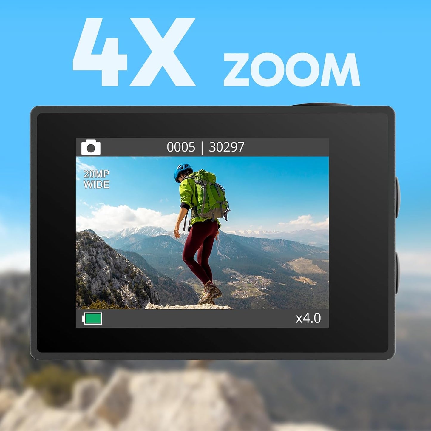 Action Cam 4K30FPS mit Fernbedienung, Schwarz+64GB