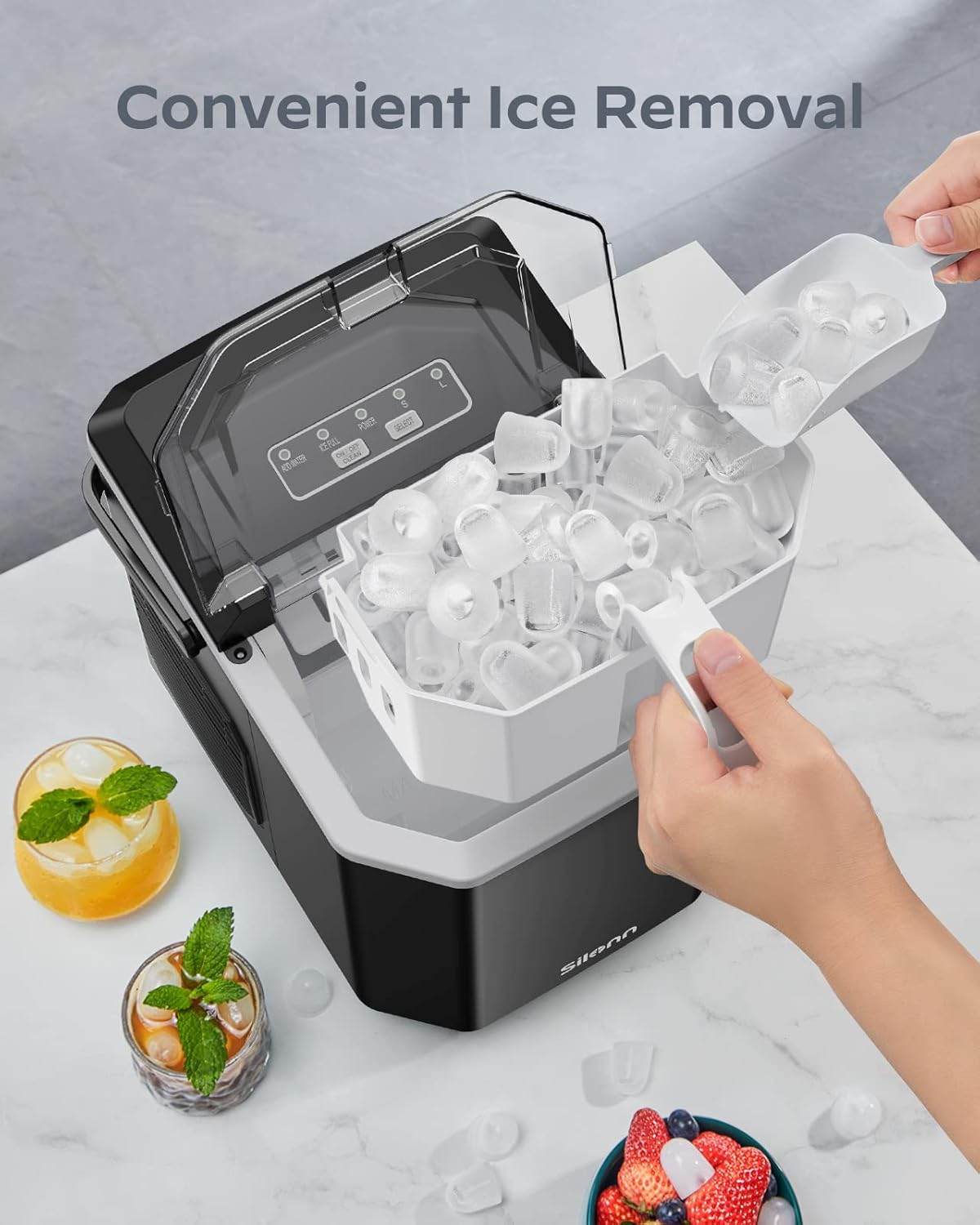 Eiswürfelmaschine, Schwarz|1.2 L