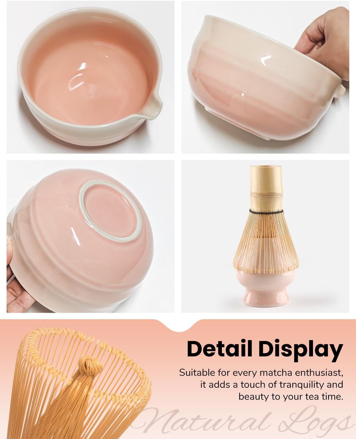 7-teiliges Matcha-Teeset mit Zubehör, Rosa Farbverlauf