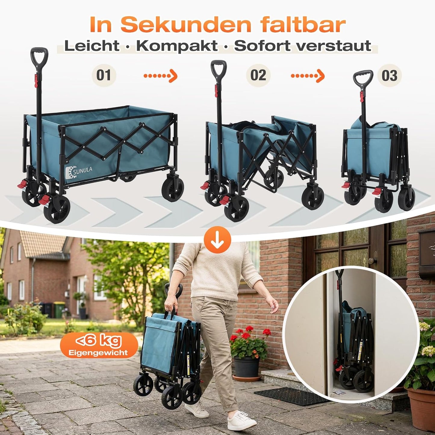 Faltbarer Geländebollerwagen, Blau L：80 L