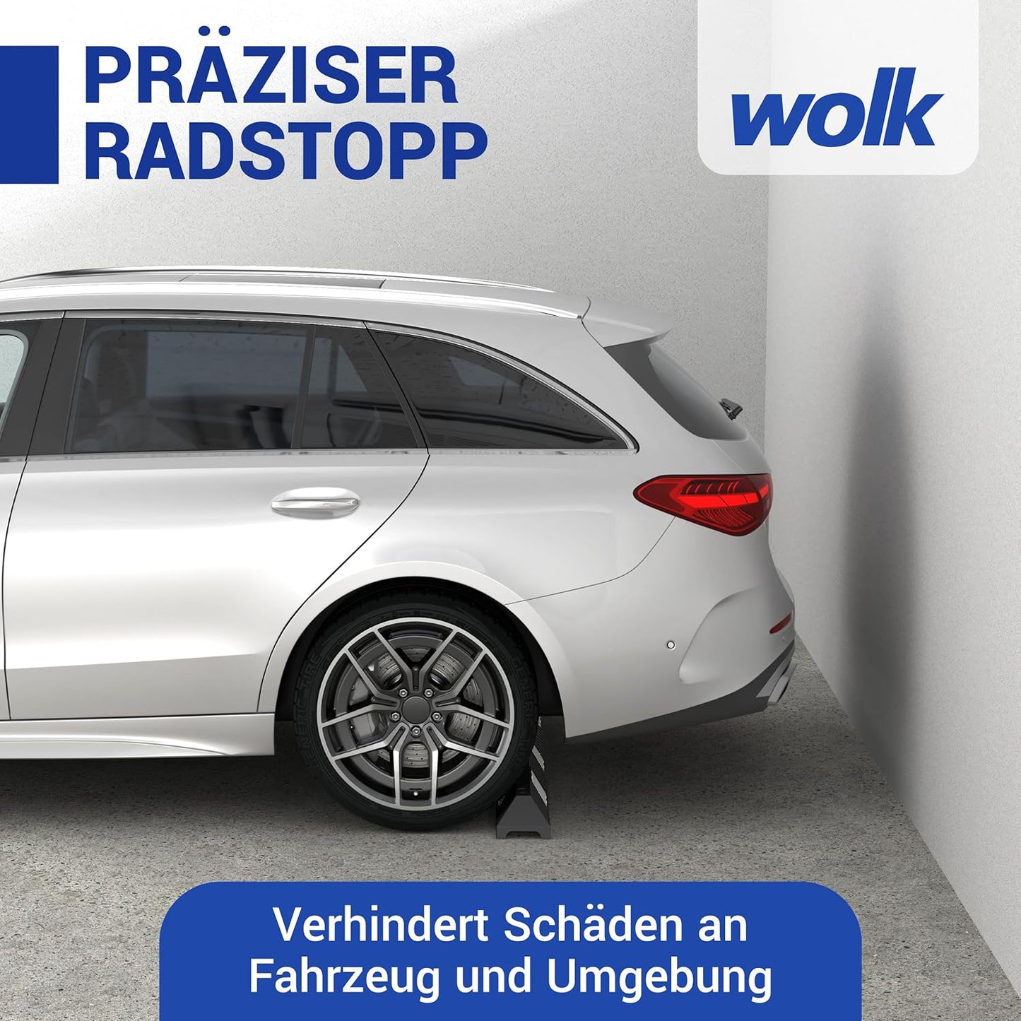 Parkplatzbegrenzer mit Reflexstreifen, 90,0 x 15,0 x 10,0 cm Weiß/Schwarz