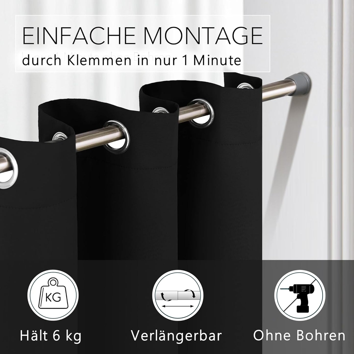 Ausziehbare Duschvorhangstange, Chrom 70-120 cm