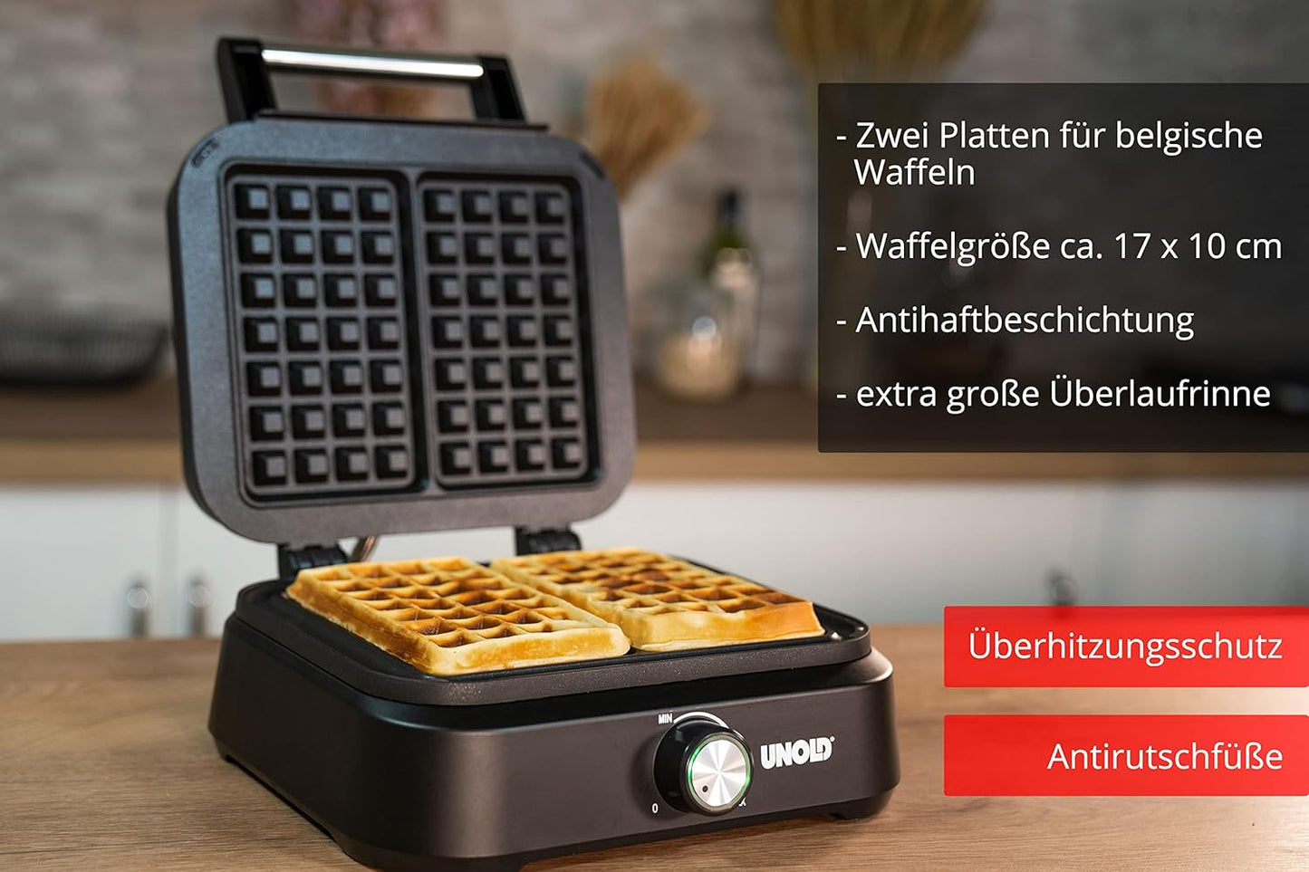 Belgisches Doppel-Waffeleisen mit Temperaturregler
