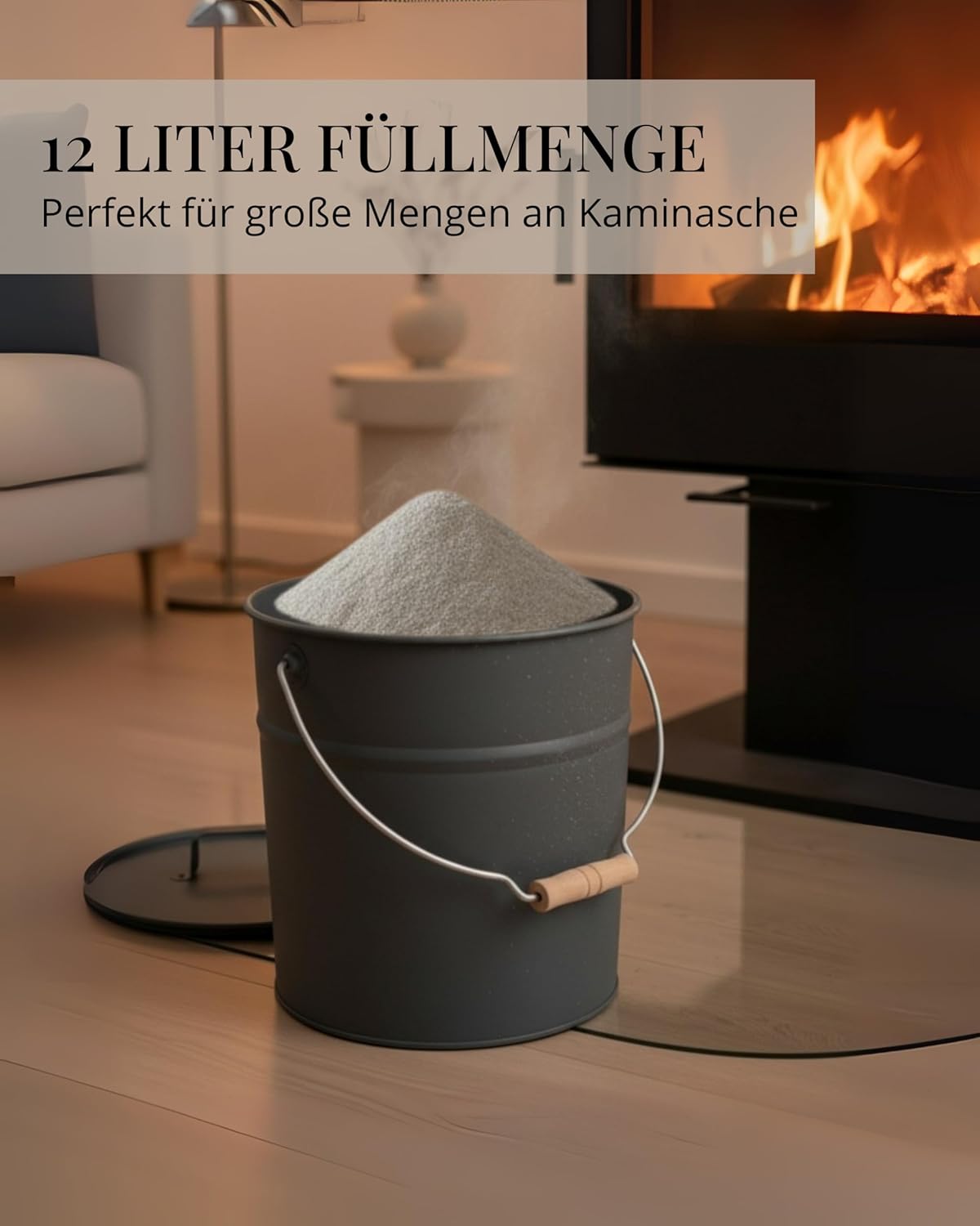 Ascheeimer mit Deckel, Anthrazit
