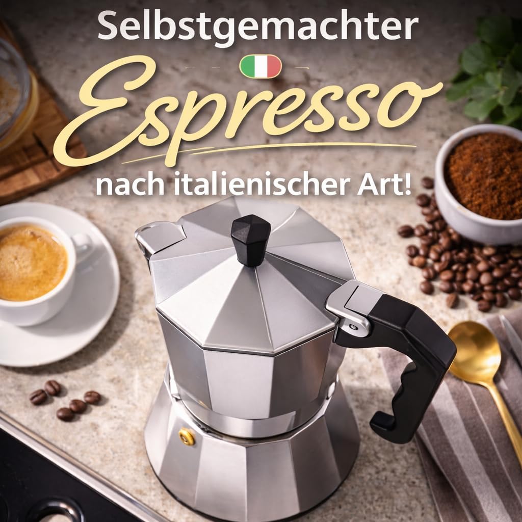 Espressokocher Mokkakanne für Herd & Camping (6 Tassen), 9 Tassen