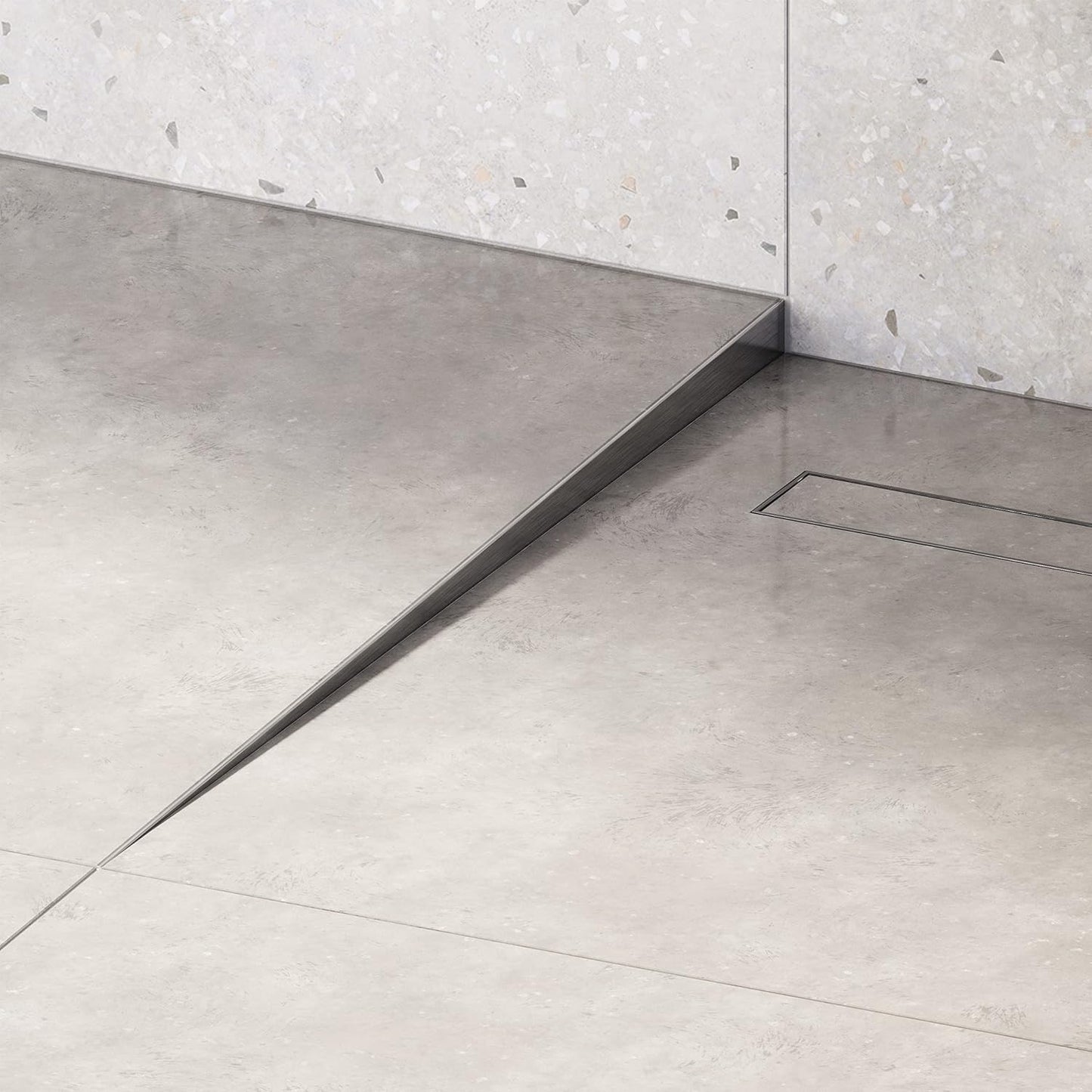 Gefälleprofil Clive für Dusche, 120cm x 8/10 mm (Fliese/Kante) Links Boden