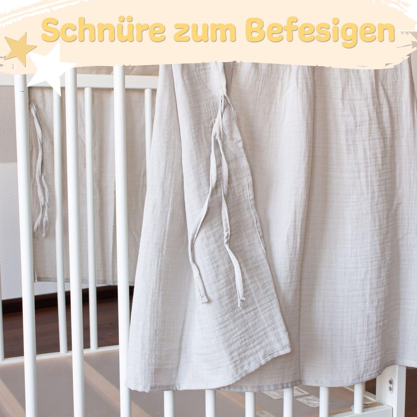 Babybett Betthimmel, ohne Ständer, Stoff hellgrau