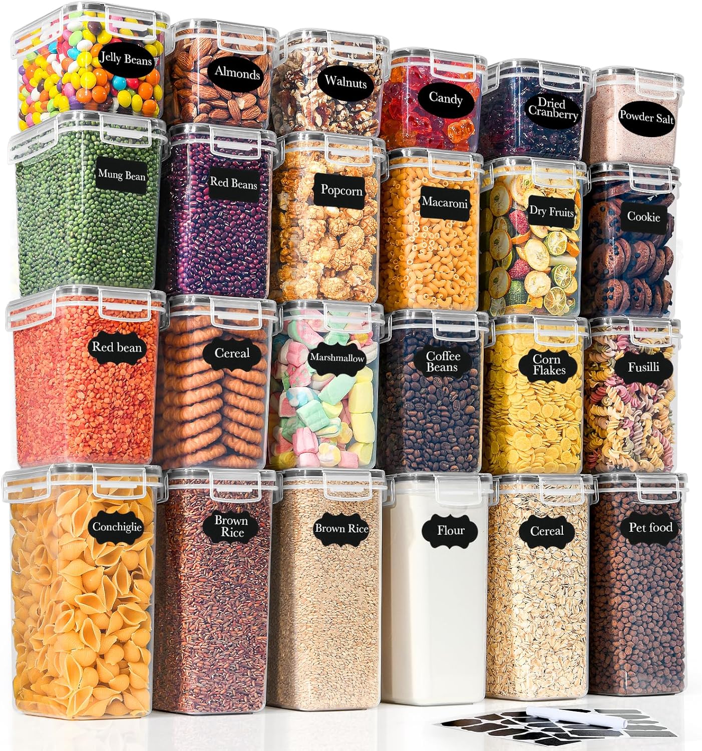 24er Vorratsdosen-Set, Schwarz - 24er Set