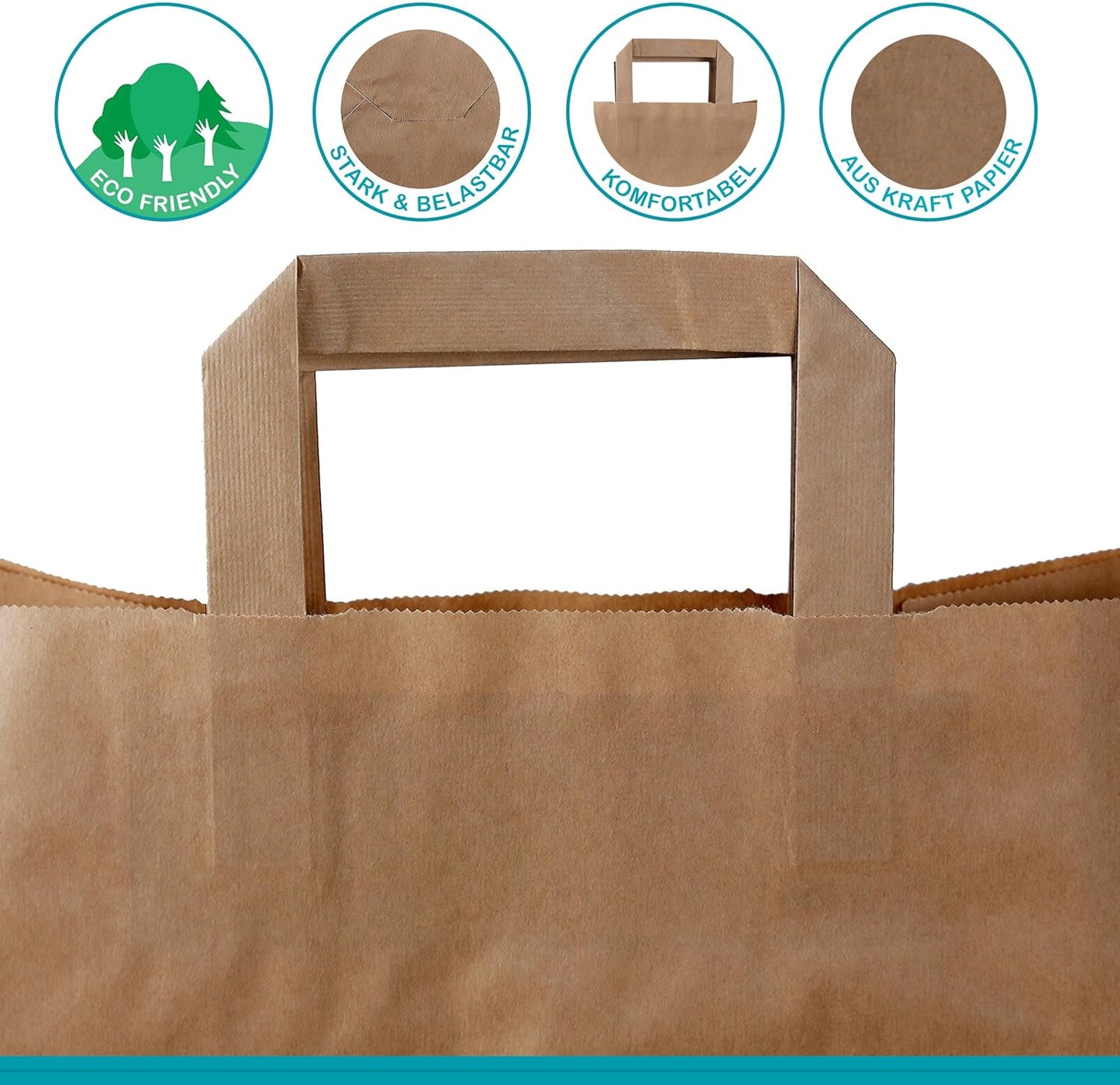 Papiertragetaschen, 26+17 x 25 cm - 250 Stück, Braun