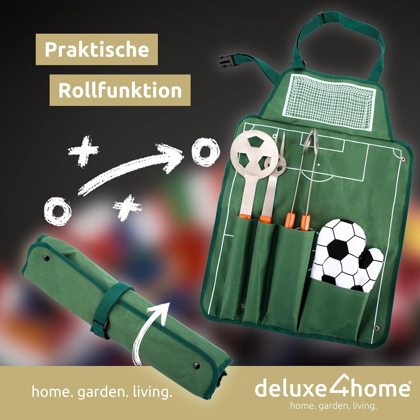 5-teiliges Grillbesteck im Fussball-Look