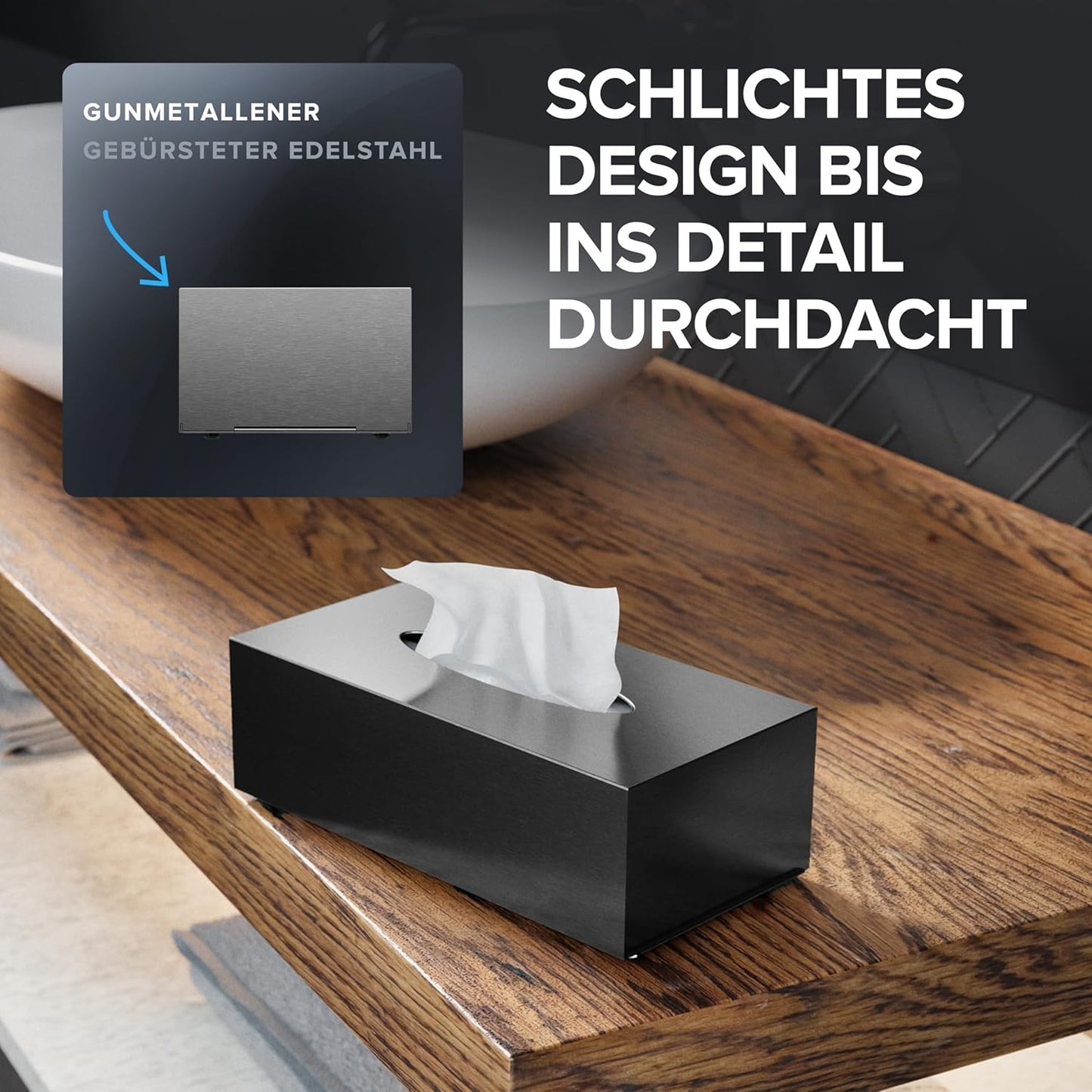 Kosmetiktücher-Box Styggehoe, Gunmetal