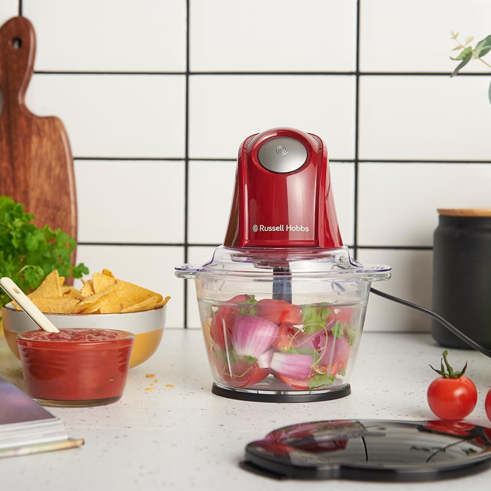 Elektrischer Mini-Zerkleinerer mit Glasbehälter, Rot Mini Zerkleinerer