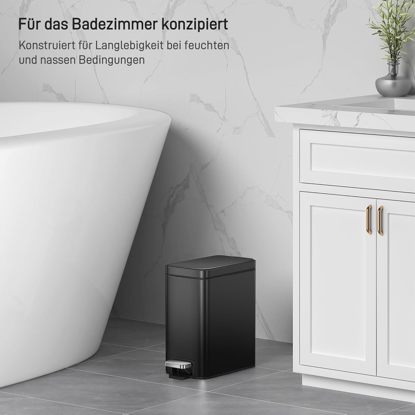 Genie Kosmetikeimer mit Softclose, 5 Liter-Schwarz