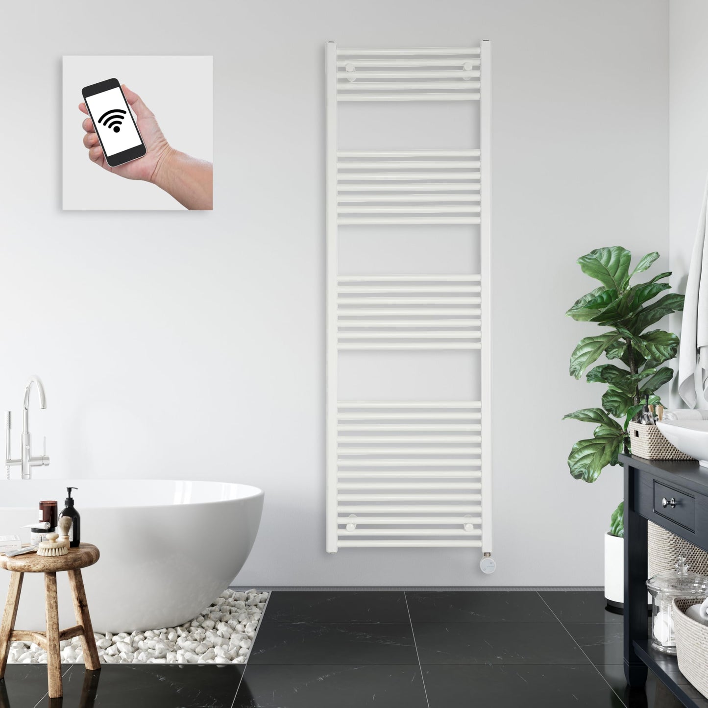 Elektrischer Badheizkörper mit WiFi & Bluetooth, Weiss 1775h x 400b