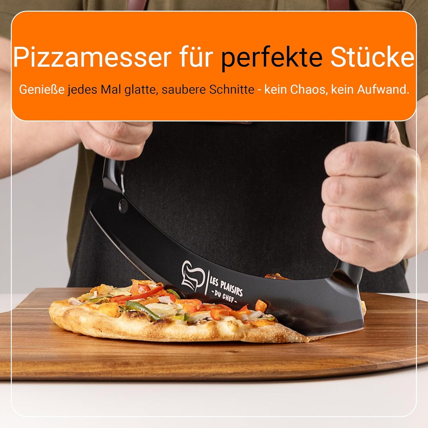 Pizzaschneider mit Doppelgriff & Antihaft-Beschichtung, Schwarz Large