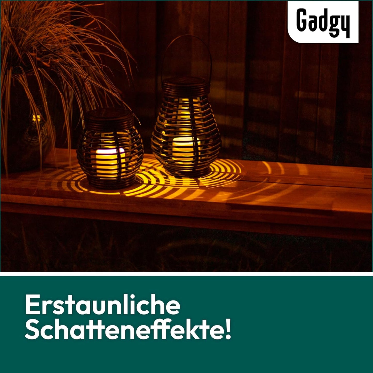 Solar Laternen in Tropfen- & Kugelform, 2 Stück, Grosses und Kleines Rattan