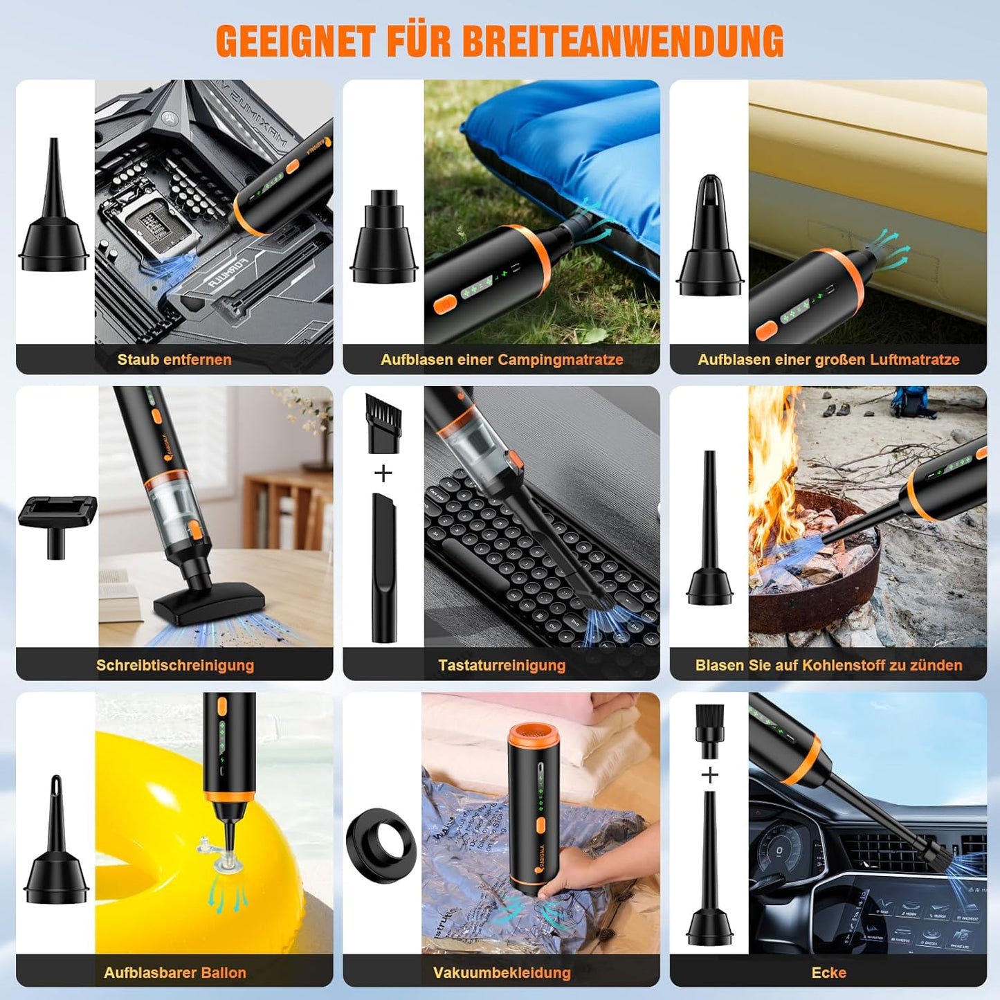 Kabelloser Handstaubsauger, Orange