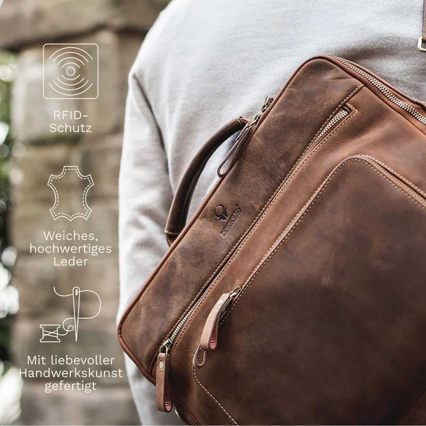 Laptoptasche San Francisco für Notebook, L Vintage Braun
