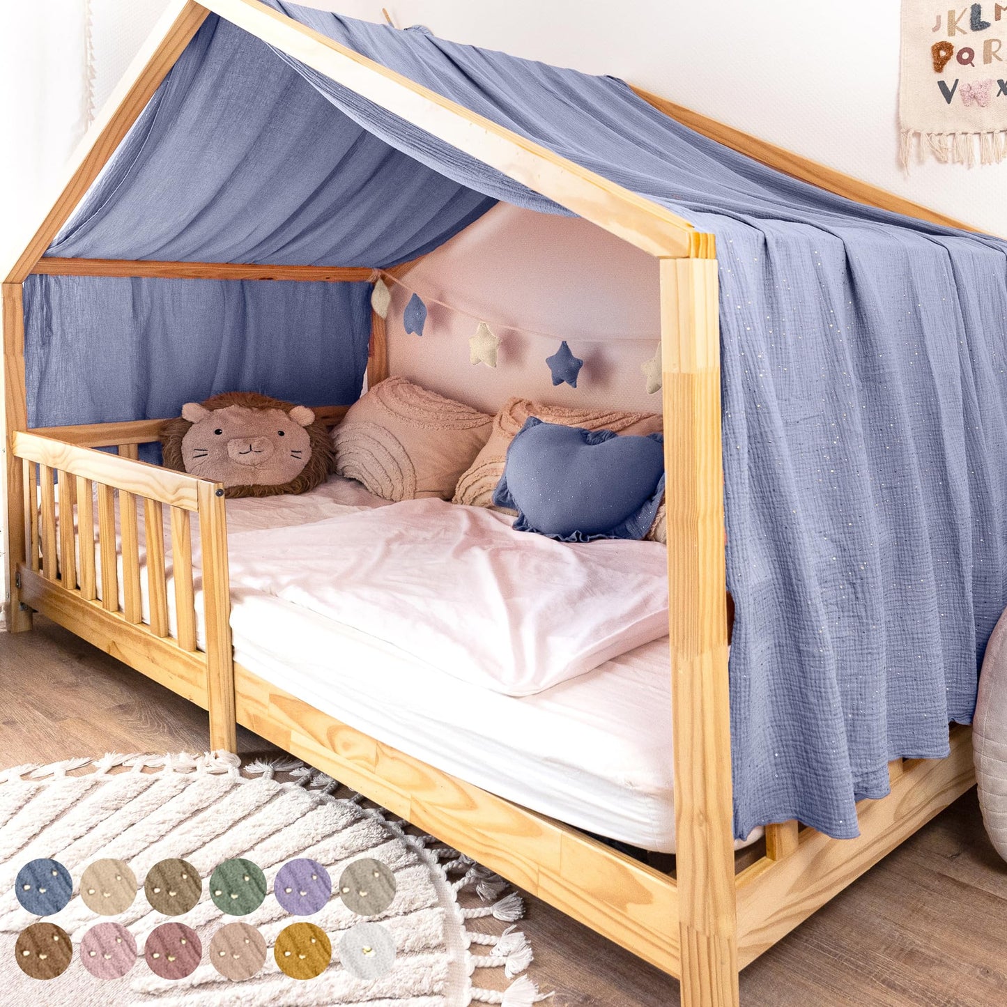 Hausbett-Vorhang mit Gold-Applikationen