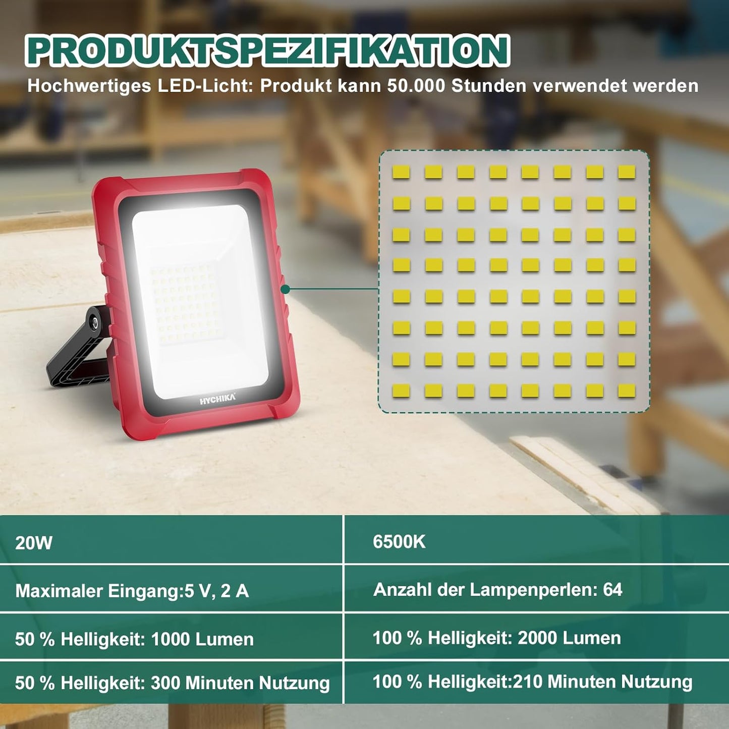 LED Akku-Strahler, 20W