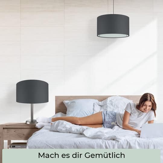Premium Lampenschirm für E14/E27 Fassungen (Baumwolle), Schwarz Ø30cm | Höhe 20cm