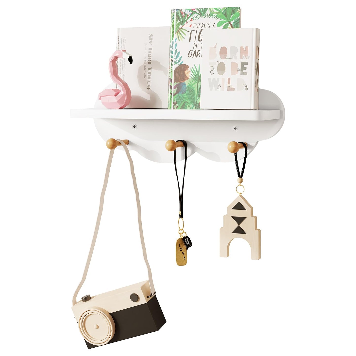 Wolkenregal mit Garderobenhaken für Kinderzimmer, 1