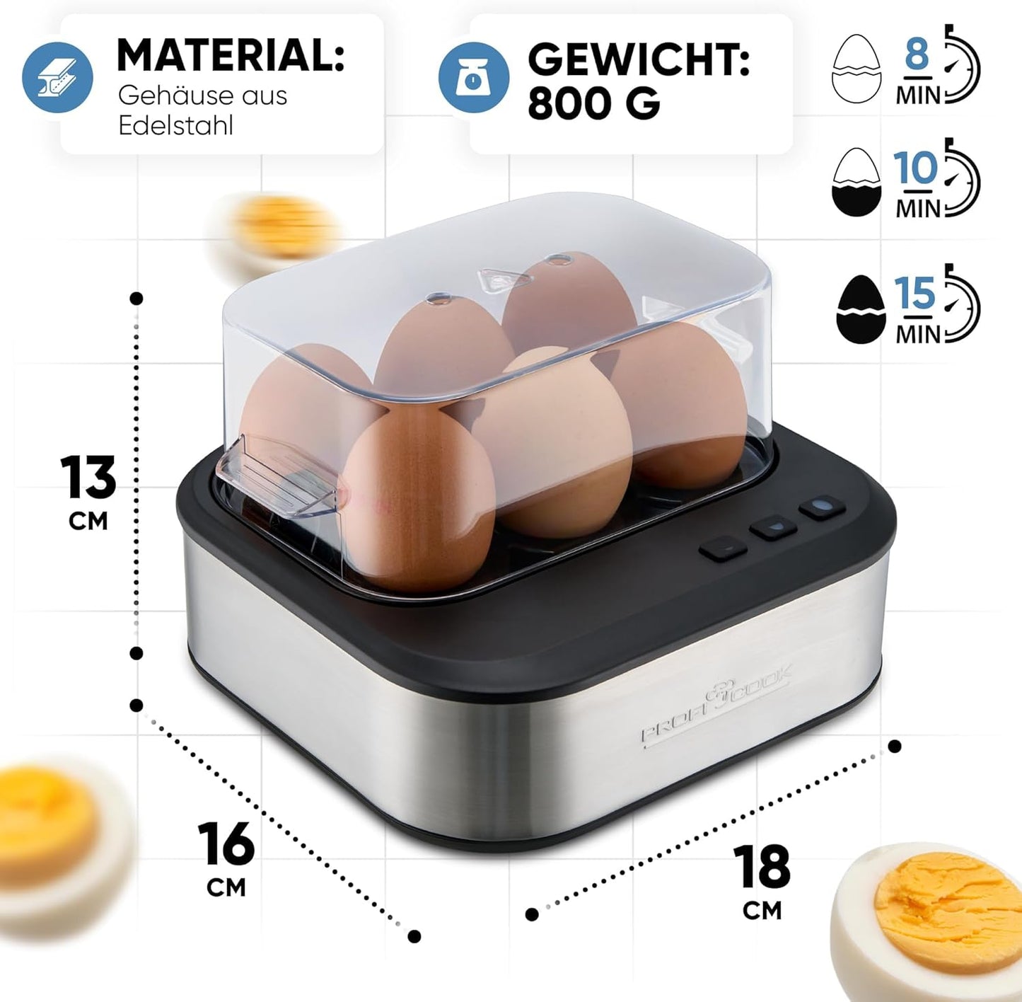 Eierkocher, 6 Eier Inox