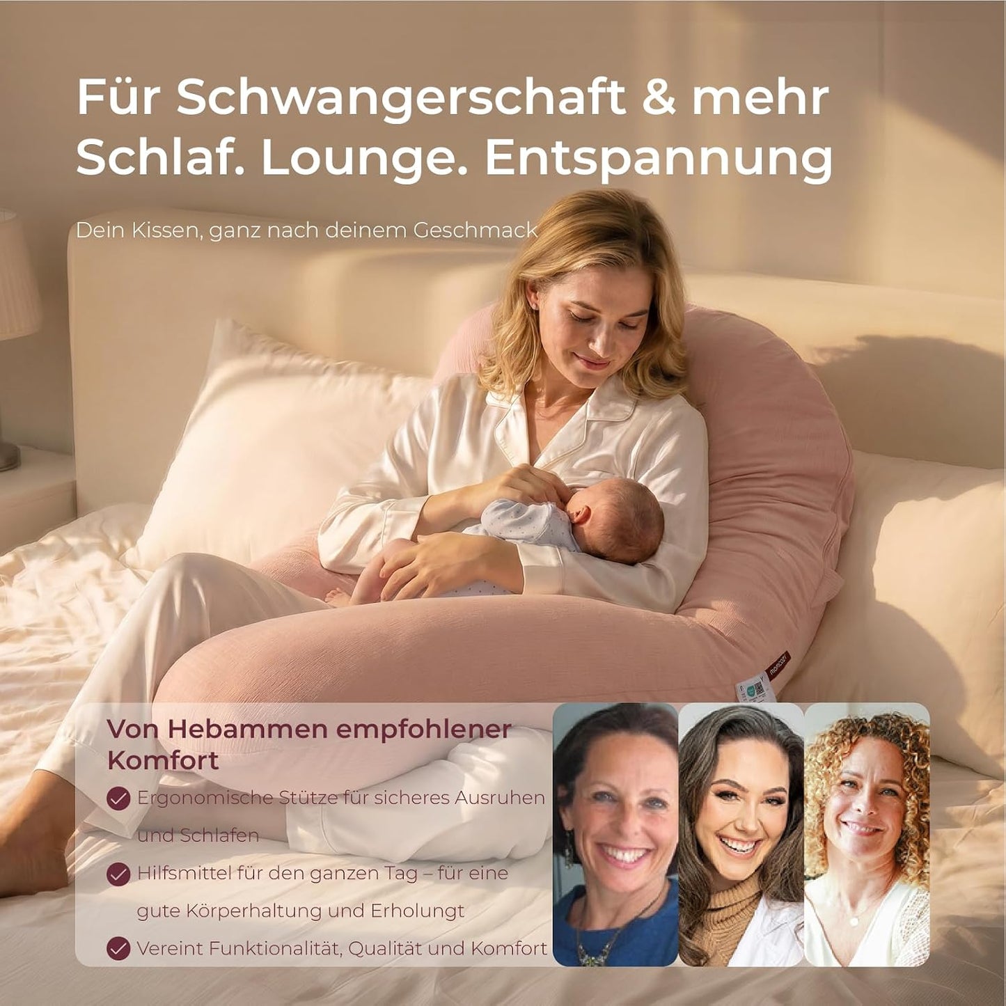 U-Lite Schwangerschaftskissen mit Baumwollbezug, Gestrickte Baumwolle-rosa