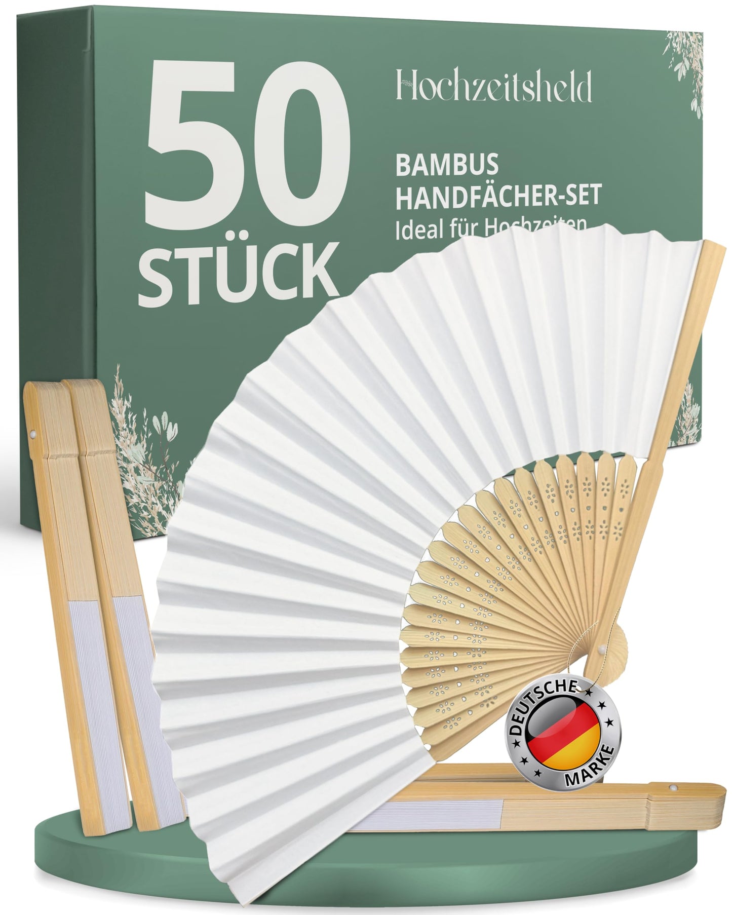 Handfächer-Set für Hochzeiten, 50 Stück, 50 Stück Bambus Handfächer