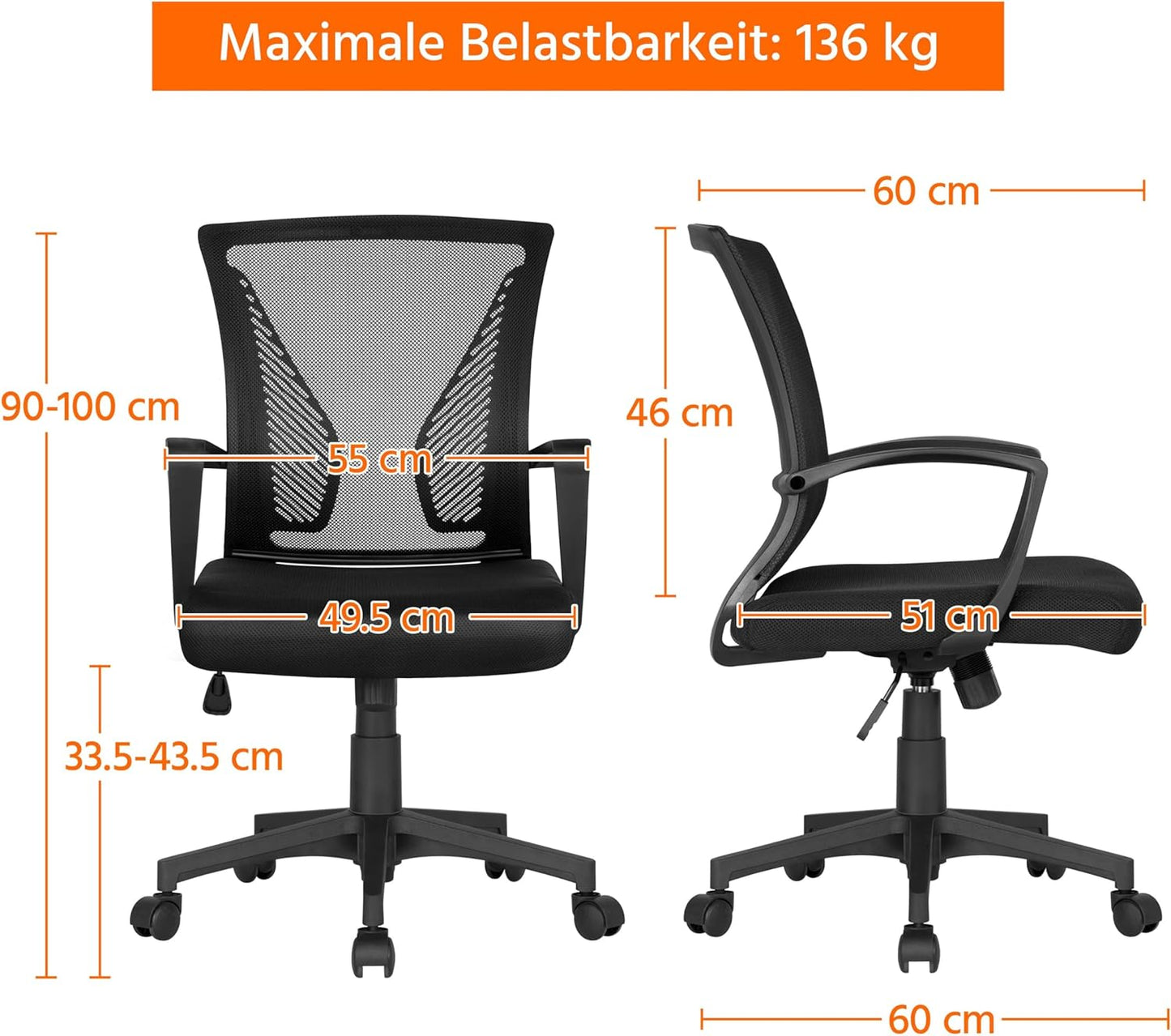 Schreibtischstuhl, Schwarz
