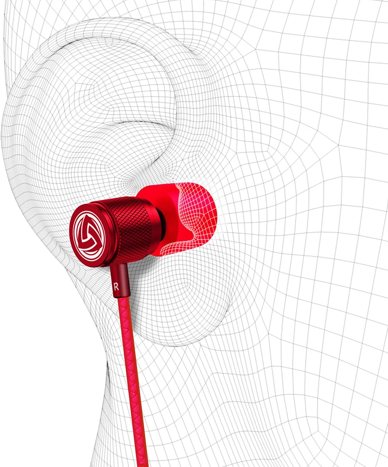 In-Ear Kopfhörer mit Kabel und Mikrofon, 3.5 mm Rot