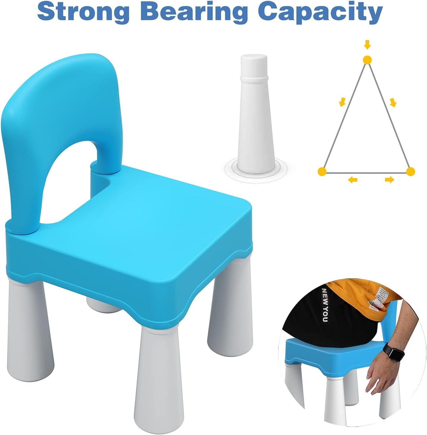 Kinderstuhl mit ergonomischer Rückenlehne, Blau