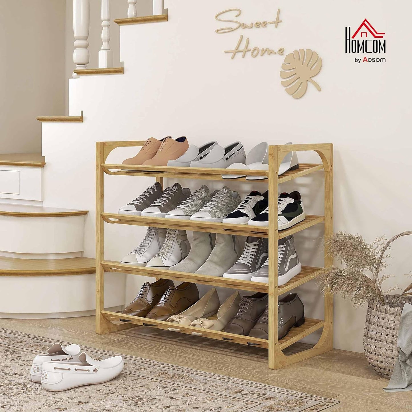 Schuhregal mit 4 Ebenen, 76L x 33B x 67H cm
