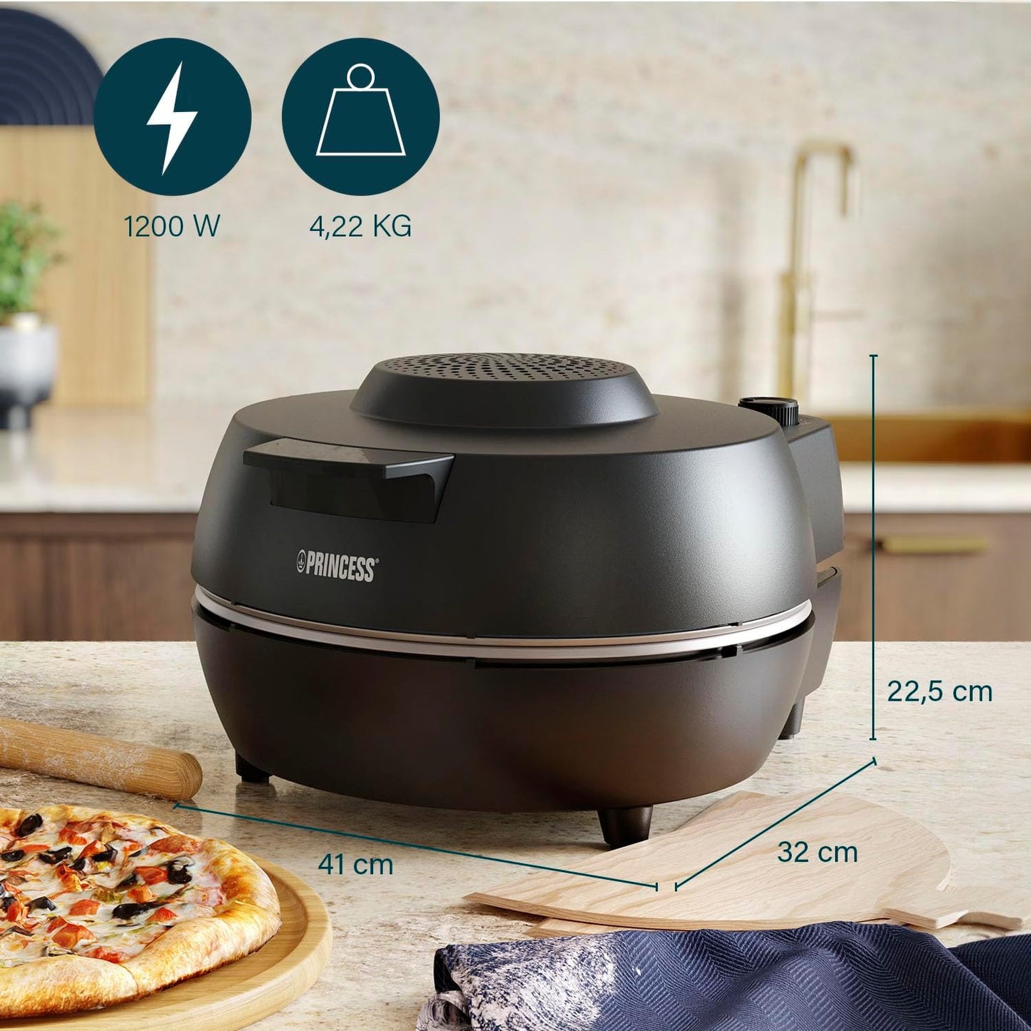 Pizzaofen Modell SDA 01.115005.01.001, Ø30 cm, Schwarz