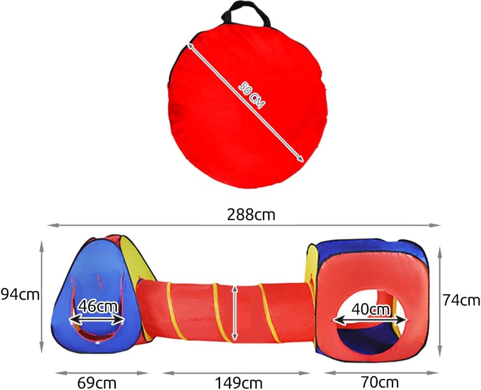 3-teiliges Pop-Up Kinderspielzelt mit Tunnel