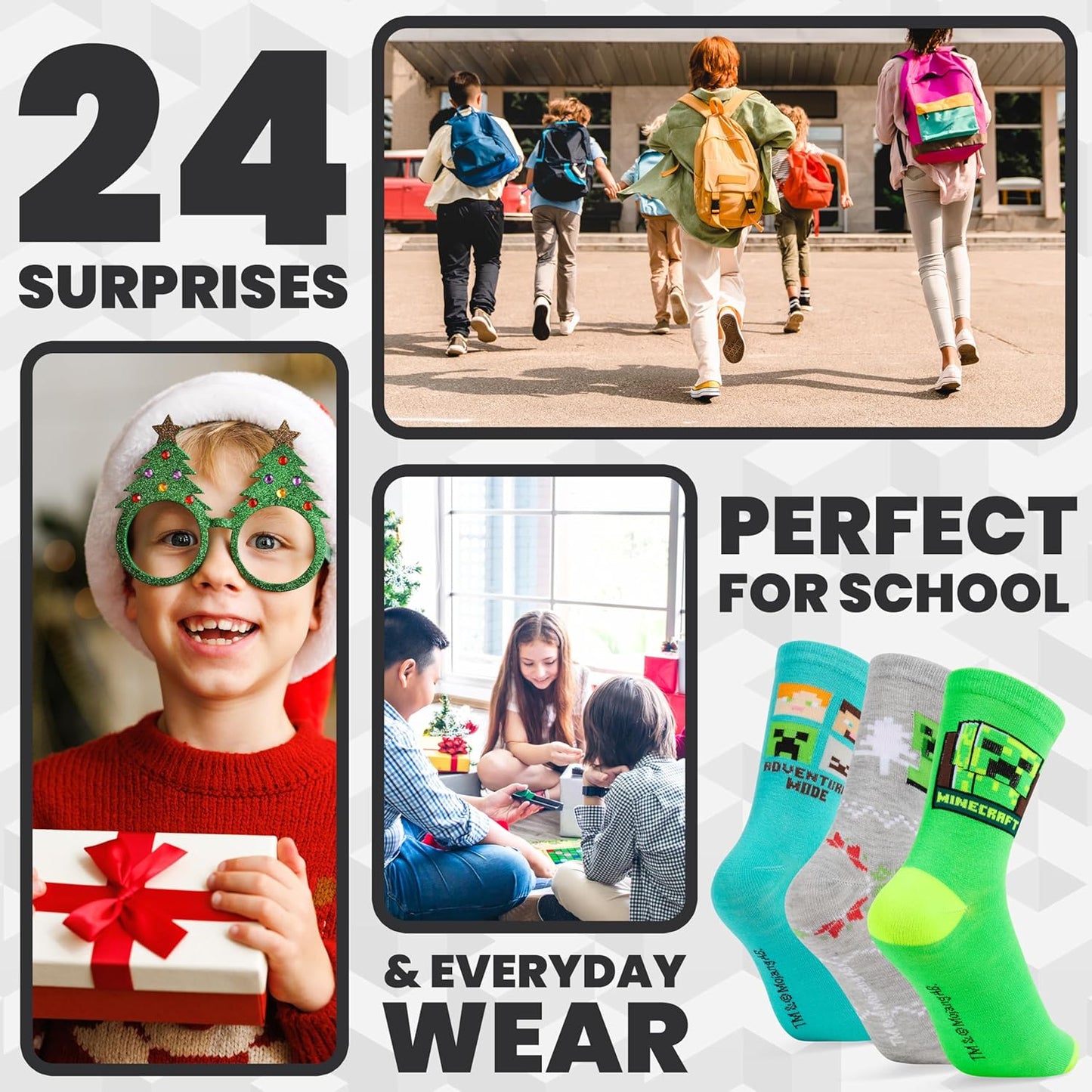 Adventskalender mit Minecraft-Socken