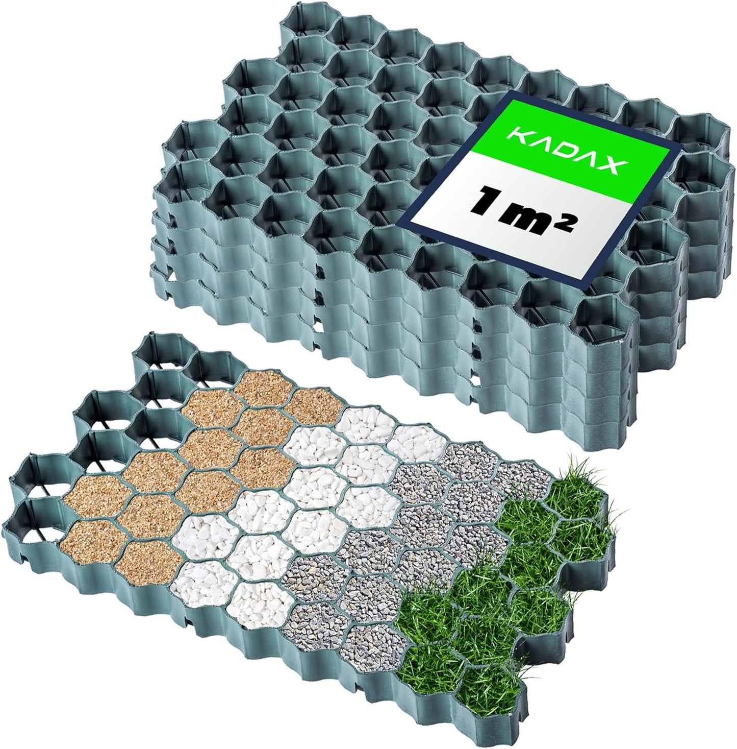 4-teiliges Rasengitterplatten-Set, Grün Rechteckig, 4 Stück