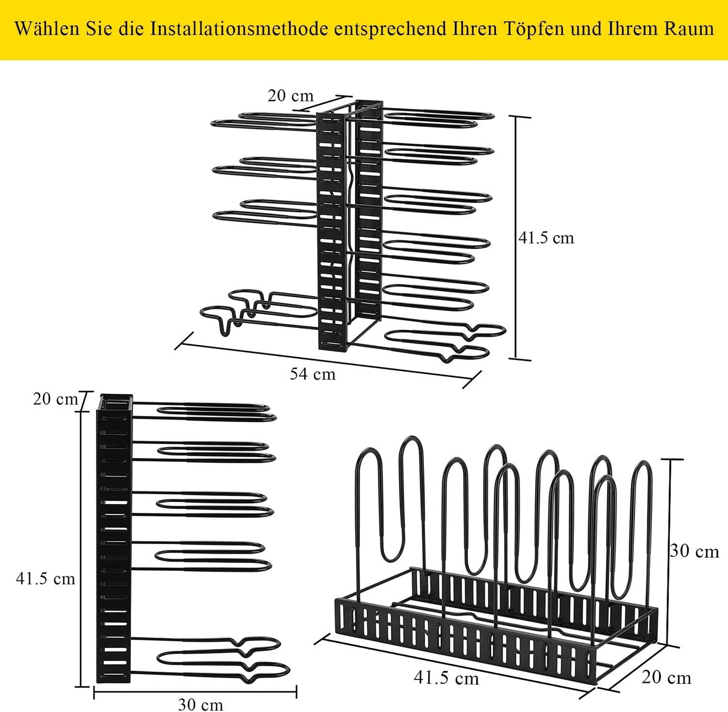Doppelseitiger Pfannen- und Deckelhalter, 10 Teiler, Braun 3 DIY-Methoden Pfannenhalter