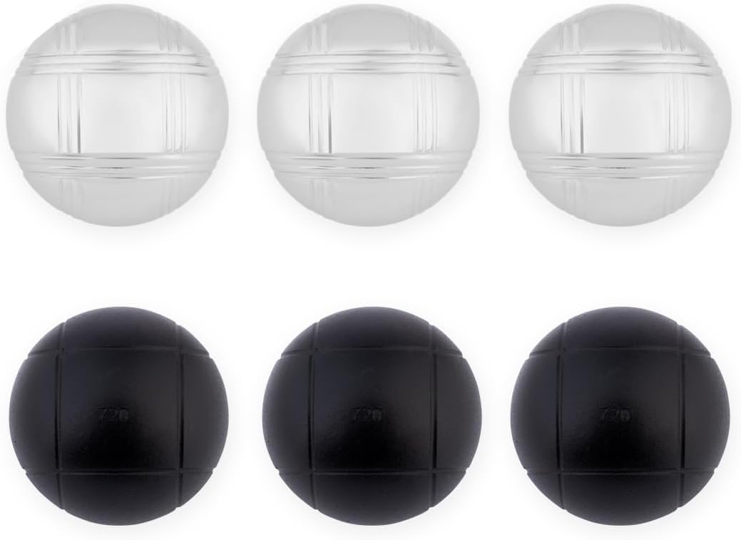 6 Boulekugeln im Beutel, Boule Set in klassischem Stil