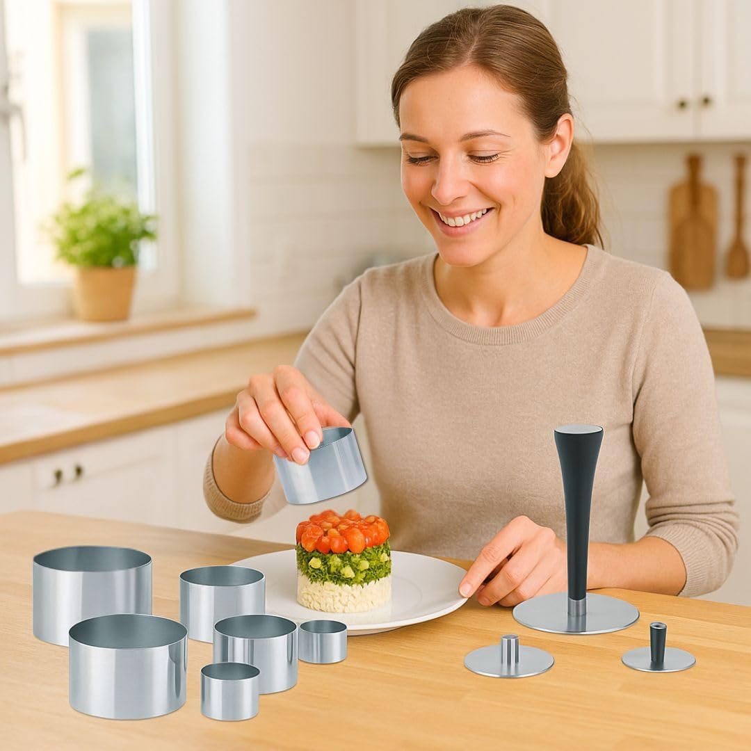 10-teiliges Dessertringe Set mit Presse