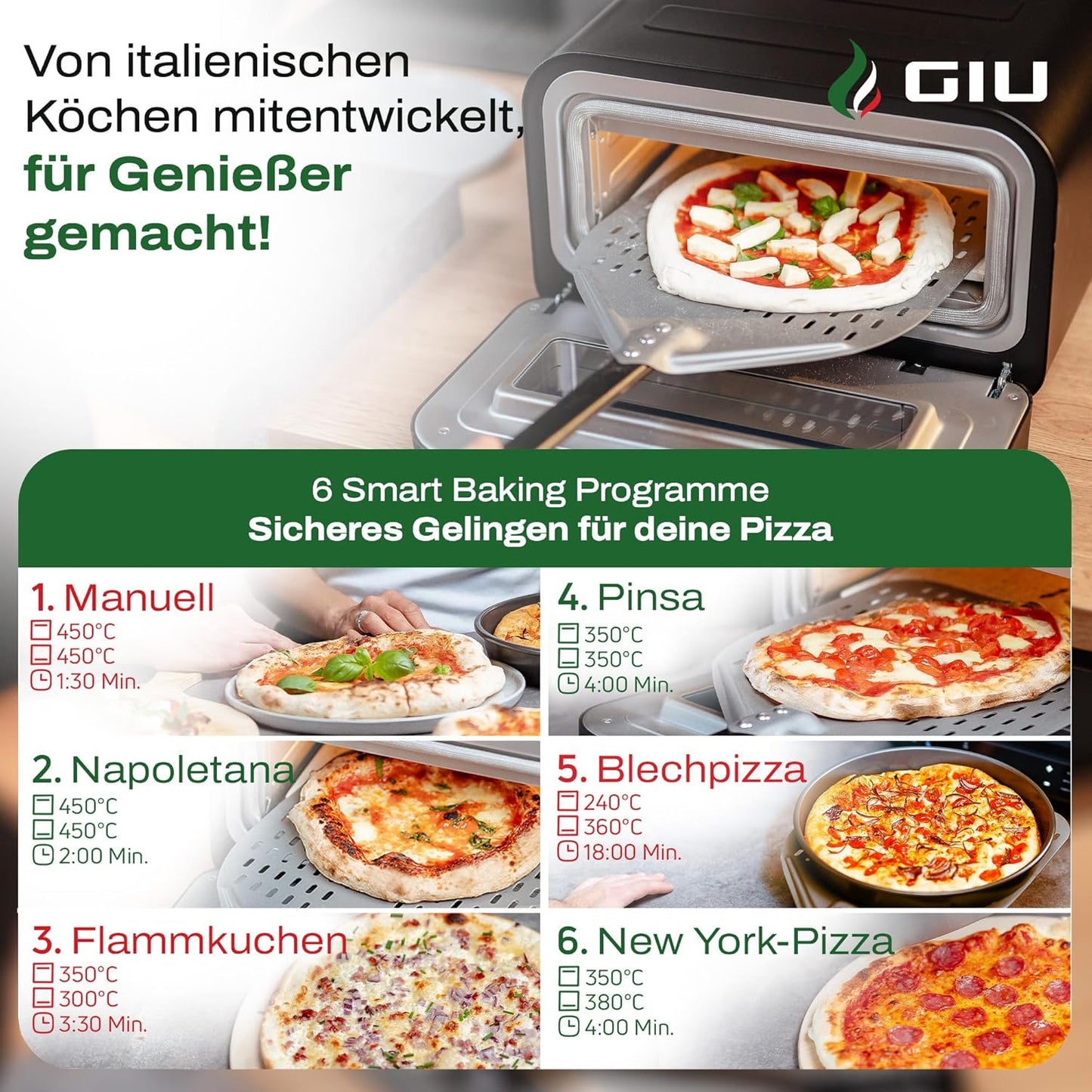 Elektrischer Pizzaofen mit FusionHeat-Tech, Modell Nero, Nero - Pizzaiolo Set