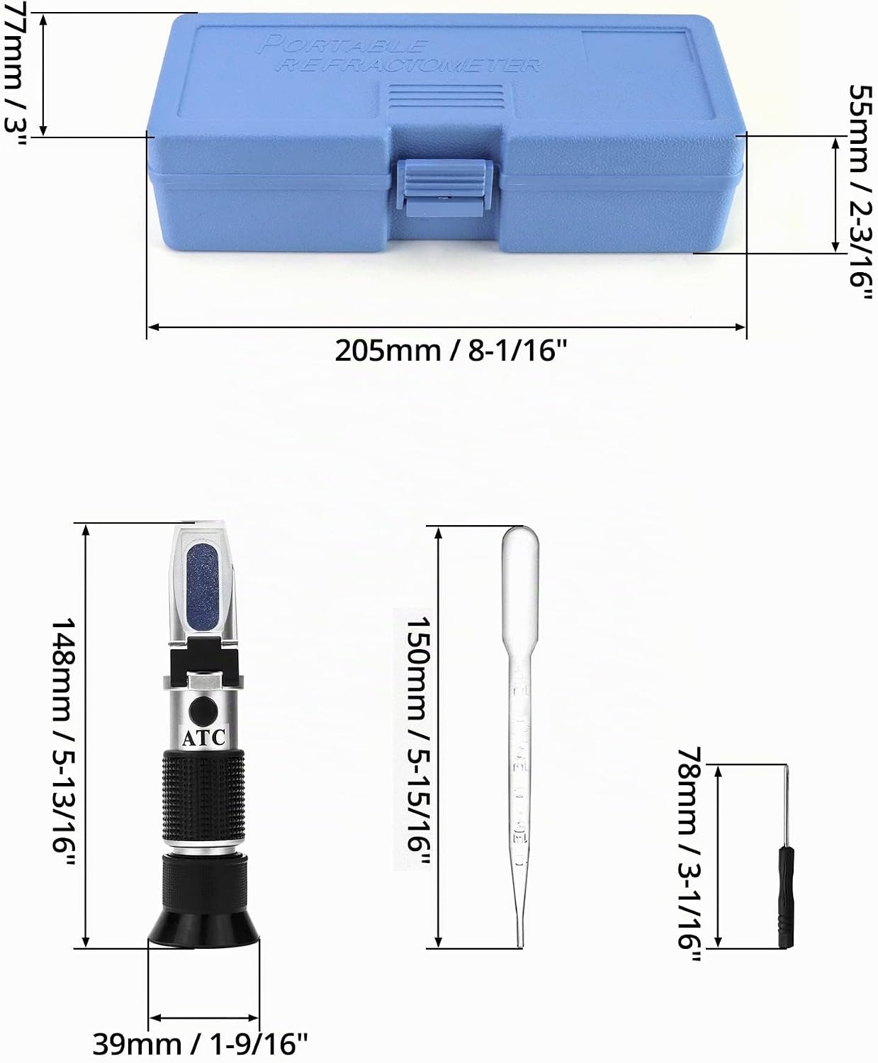 Imker Refraktometer mit Temperaturkompensation, Brix 0-80% (verfügbar für Honig)