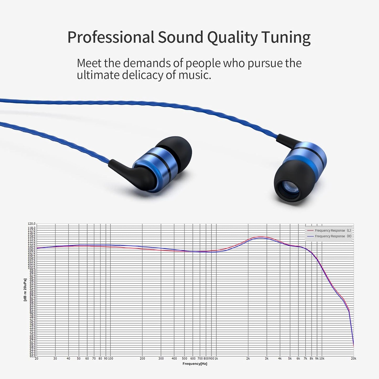 E80C In-Ear Kopfhörer mit Mikrofon und Geräuschisolierung, Blau