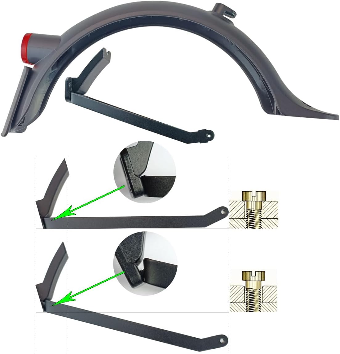 Schutzblech für Xiaomi E-Scooter M365 & Pro Modelle, Schwarz 2