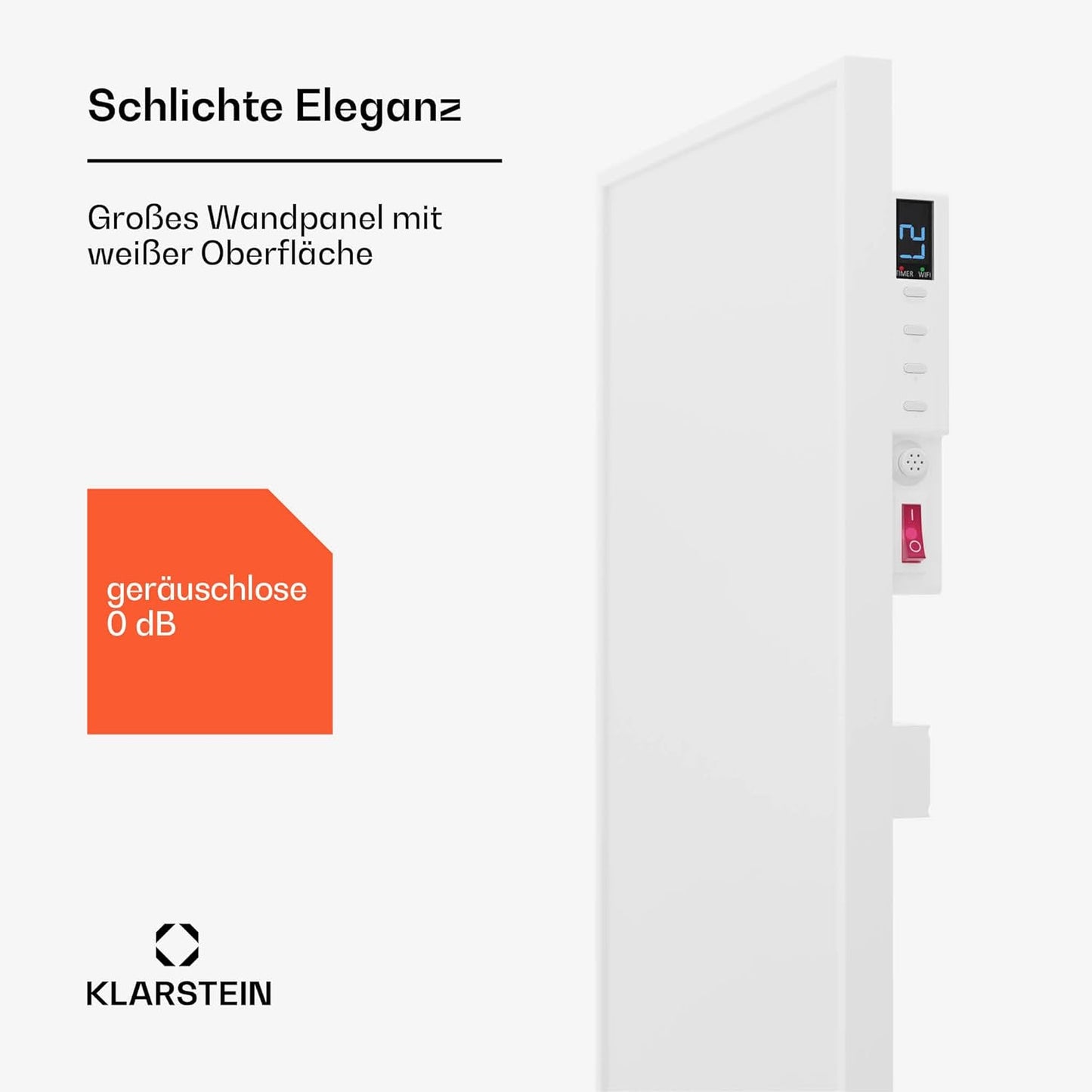 Infrarotheizung mit Thermostat und App-Steuerung, 37 x 111 cm / 320 W / Weiss