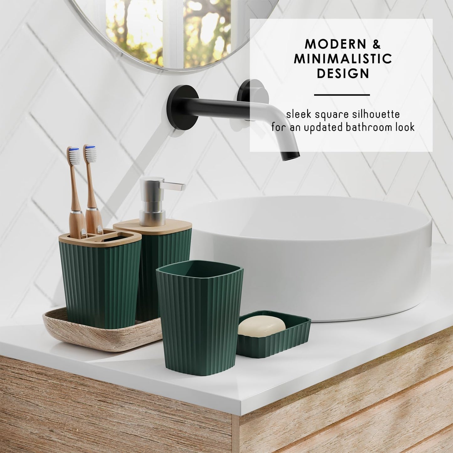 6-teiliges Badezimmer-Zubehör-Set, Jäger-grün 6-Piece Accessory Set