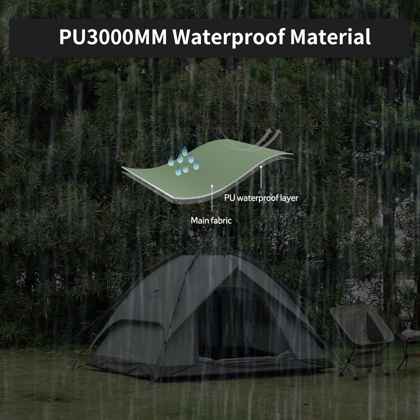 Pop-Up Zelt für 3-4 Personen, Waldgrün - 4P