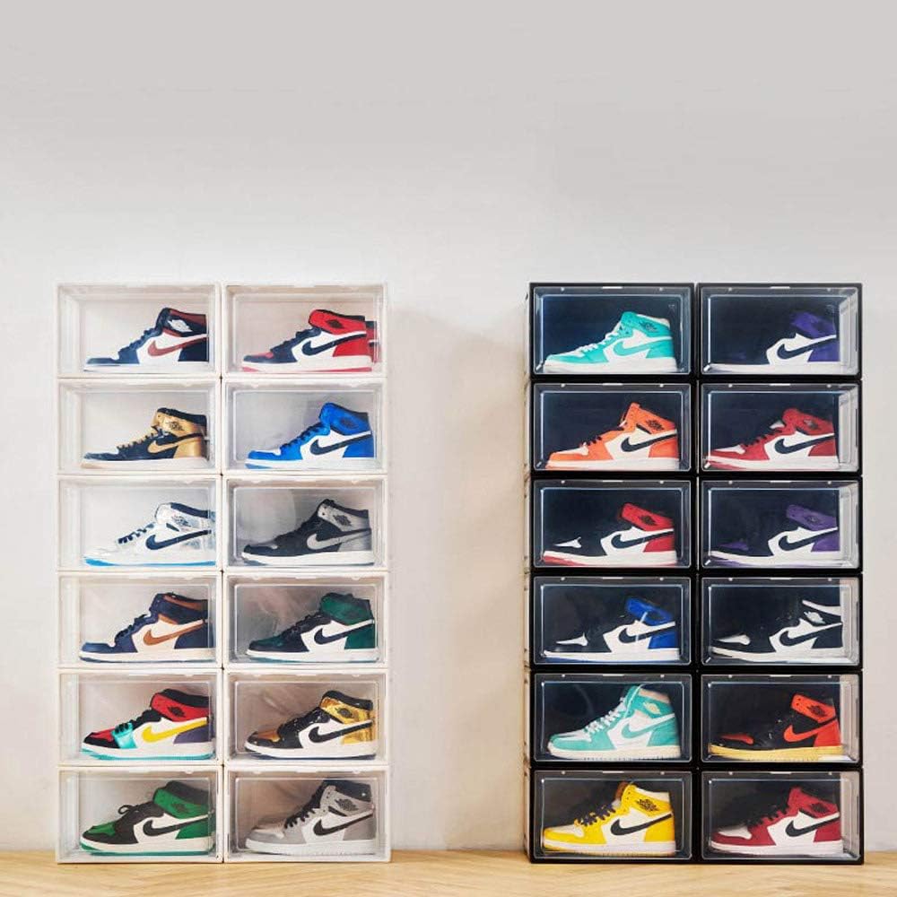 Stapelbare Schuhboxen (3er Set, bis Grösse 47), Schwarz 3er Set