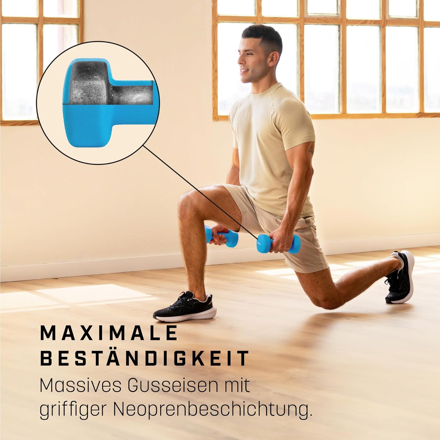 Neopren Hanteln-Set mit Fitnessposter, 2 x 2 kg, 2 x 2KG Blue